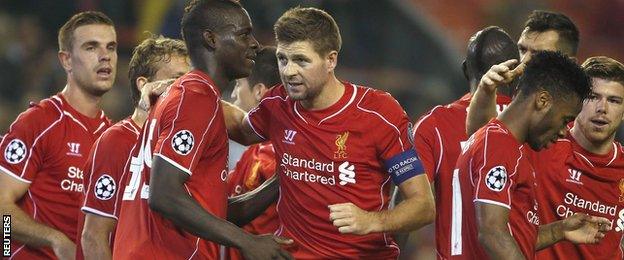 Mario Balotelli, Steven Gerrard of Liverpool