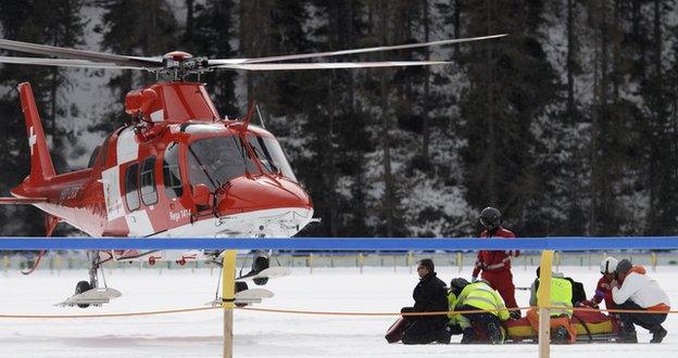 George Baker was injured in the 'White Turf' race meeting at St Moritz