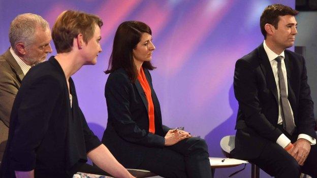 Yvette Cooper, Jeremy Corbyn, Liz Kendall and Andy Burnham