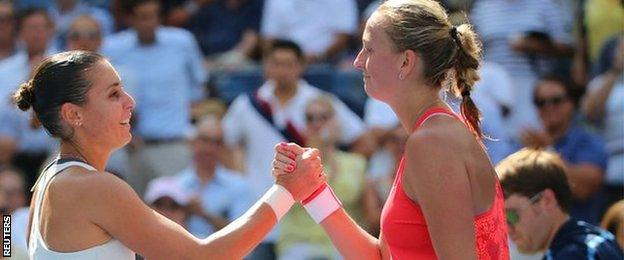 Flavia Pennetta (left) ended Petra Kvitova