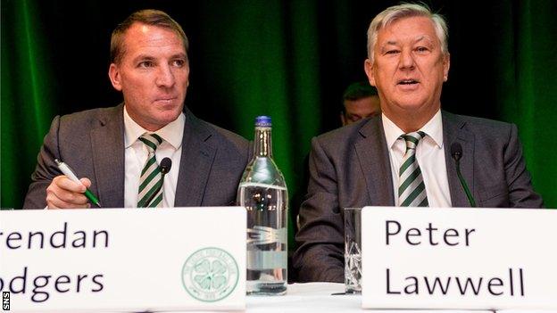 Celtic manager Brendan Rodgers and chief executive Peter Lawwell