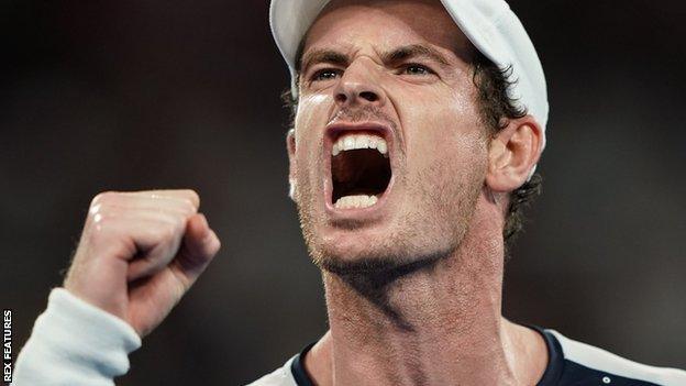 Andy Murray roars in celebration during his Australian Open first-round defeat by Roberto Bautista Agut