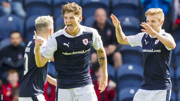 Raith Rovers' Ross Callachan celebrates after scoring his side's second goal