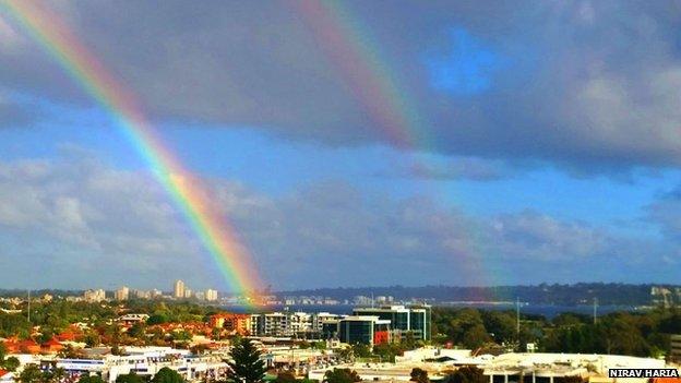 Double rainbow in Perth, Australia