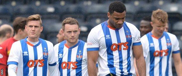 Disappointed Kilmarnock players