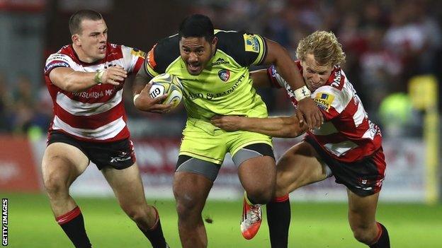 Manu Tuilagi on the charge for Leicester