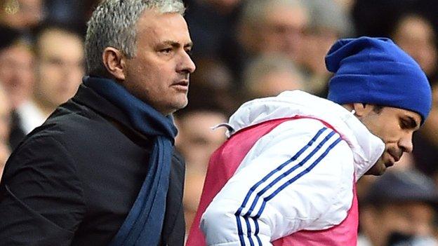 Chelsea manager Jose Mourinho and striker Diego Costa