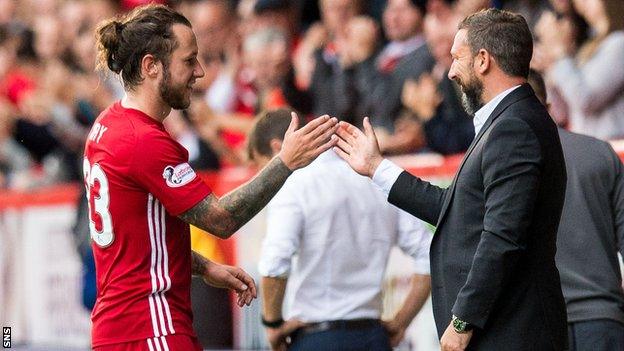 Stevie May and Derek McInnes