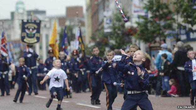 Marchers of all ages have been taking part in the Belfast parade