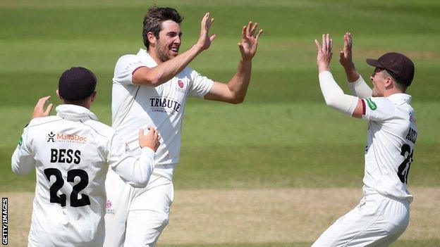 Somerset celebrate a wicket