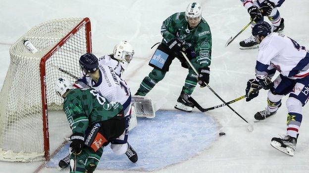 Tyler Soy on the attack for Belfast Giants in the SSE Arena win over the Scots