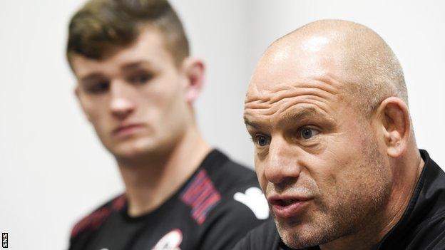 Edinburgh back row Magnus Bradbury and head coach Richard Cockerill