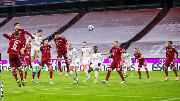 Stefan Lainer scores against Bayern Munich