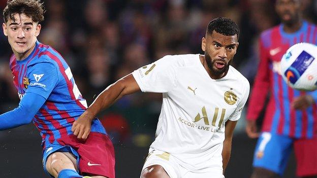 Adrian Mariappa playing for the A-League All Stars against Barcelona in May