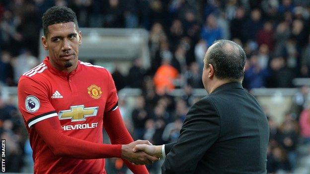 United defender Chris Smalling cuts a frustrated figure at the end