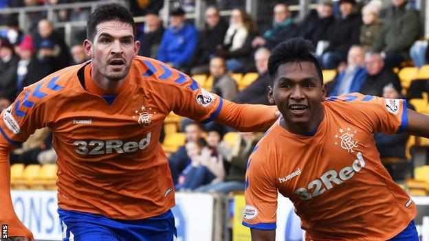Rangers' Kyle Lafferty and Alfredo Morelos celebrate