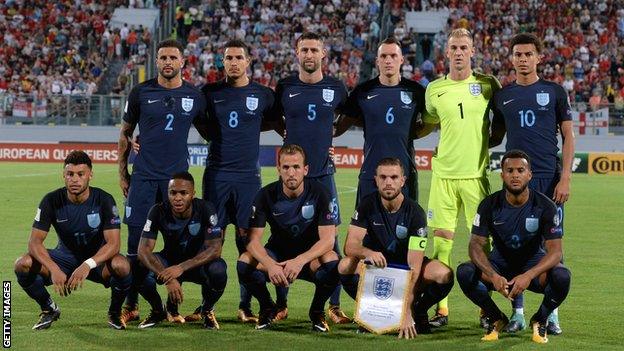 England line up to face Malta