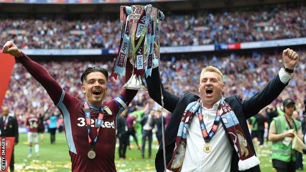 Aston Villa midfielder Jack Grealish and manager Dean Smith