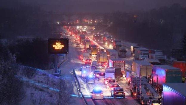 Drivers stuck on the M80