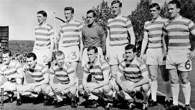 The Celtic team line up ahead of the 1967 European Cup final