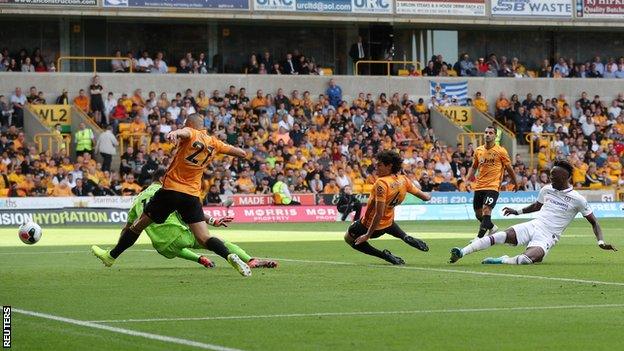 Tammy Abraham scores for Chelsea against Wolves