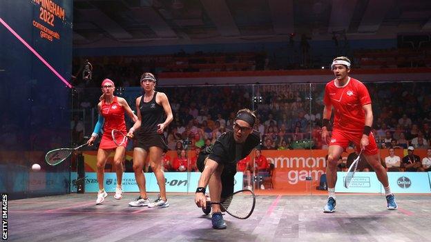 New Zealand v England mixed doubles final squash