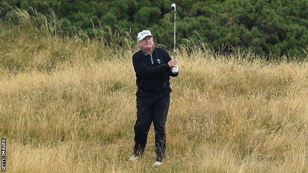 US President Donald Trump playing Turnberry in 2018