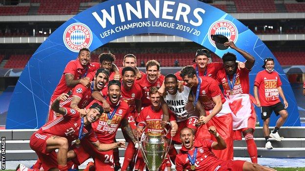 Bayern celebrate winning the Champions League