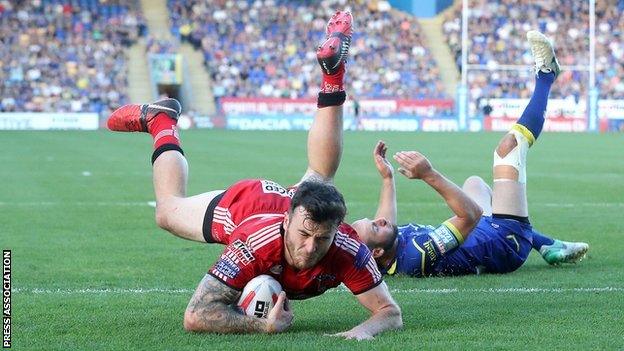 Jake Bibby's early second-half try for Salford tied the score up at 14-14