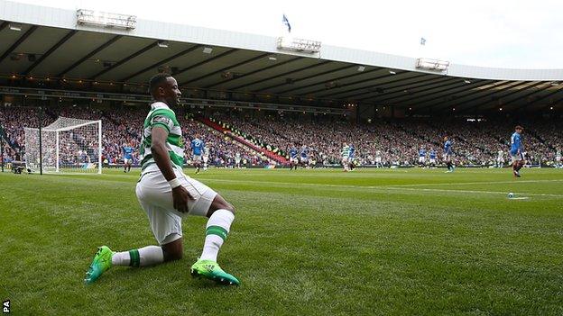 Celtic striker Moussa Dembele grimaces at Hampden