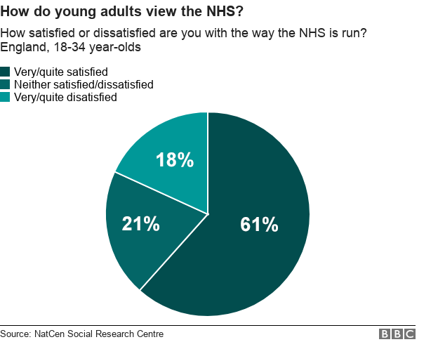 Pie chart highlighting young adult's views on the NHS