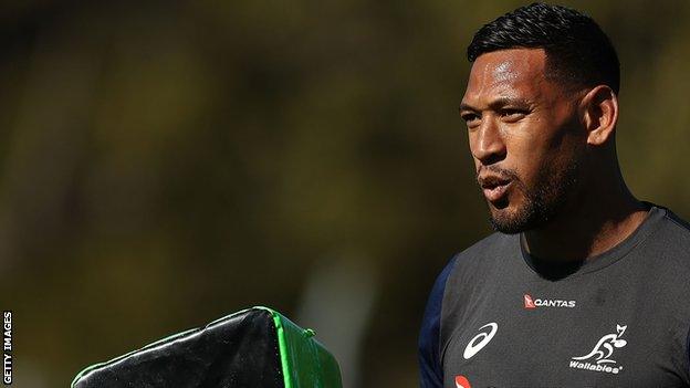 Israel Folau training with Australia