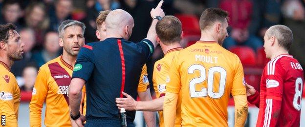 Motherwell skipper Keith Lasley was sent off late in the game