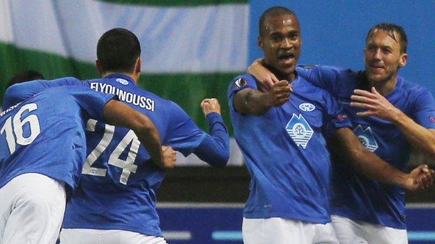 Molde celebrate Ola Kamara's opening goal