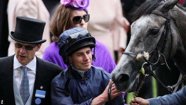 Aidan O'Brien and Ryan Moore with Ascot winner Winter