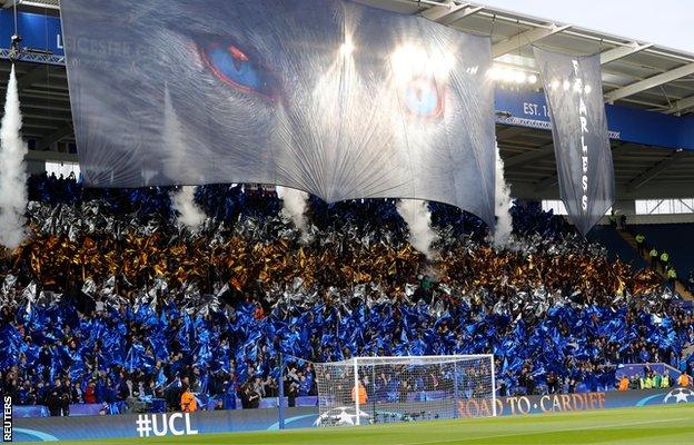 Leicester fans ahead of Atletico Madrid tie