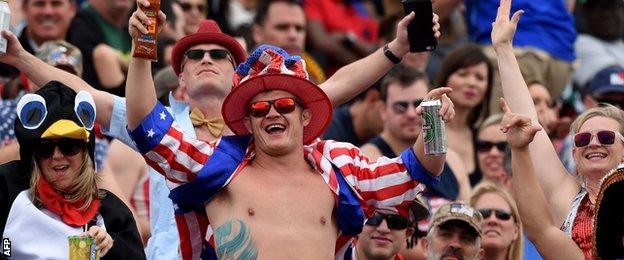 Fans at the Las Vegas World Rugby Sevens