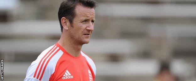 ECB bowling coach Kevin Shine before the tour match between England Lions and Sri Lanka A at North Marine Road on August 2, 2011 in Scarborough