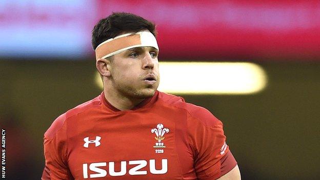 Ellis Jenkins draws breath playing for Wales