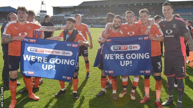 Luton Town celebrate promotion