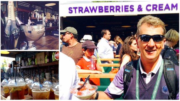 Champagne, Pimm's and strawberries at Wimbledon