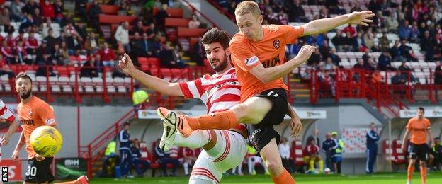 Dundee United's Chris Erskine fires a shot on goal