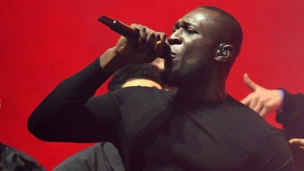 Stormzy performing at the 2020 Brits.