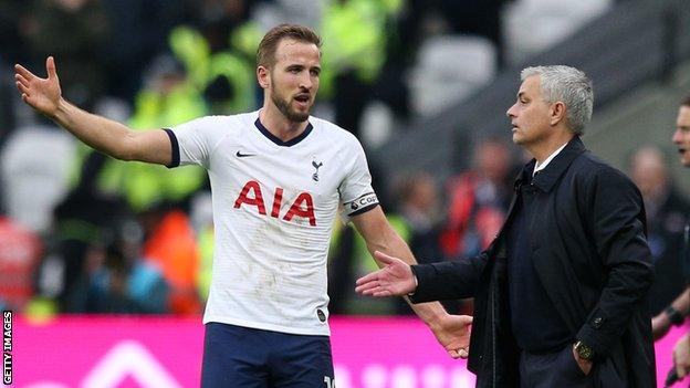 Harry Kane and Jose Mourinho