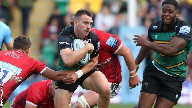 Tom James is tackled by Ben Youngs