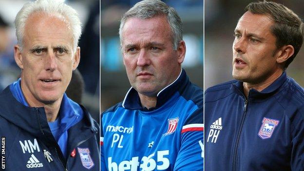 Mick McCarthy, Paul Lambert and Paul Hurst (left to right)