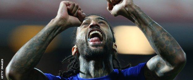 Armand Traore celebrates the win at Brentford