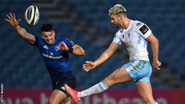 Leinster's Cian Kelleher and Glasgow Warriors' Adam Hastings