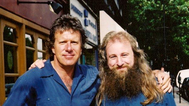 The musician Keith Emerson with his friend Rick Stephenson.