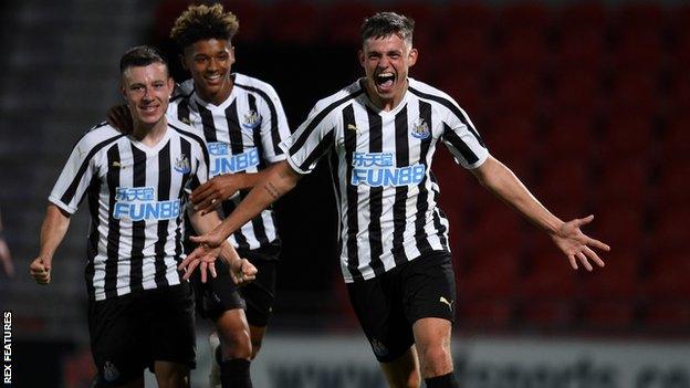 Elias Sorensen (right) has been a regular scorer for Newcastle's under-23s